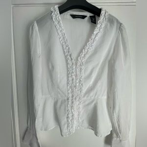 Express White Ruffled Sheer Blouse 1/2